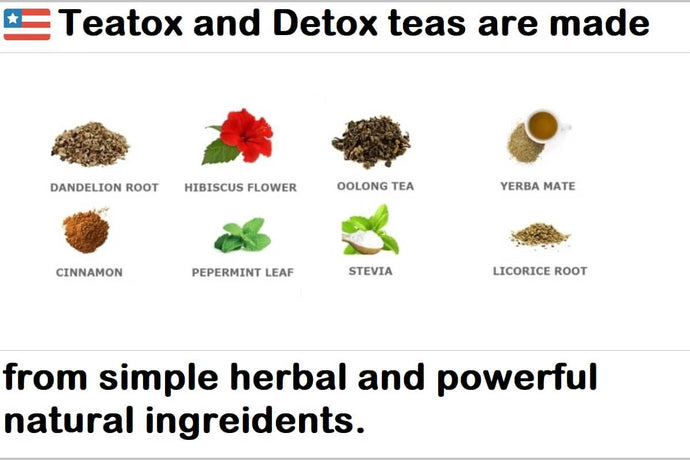 Teatox Detox natural herbal Teas, no artificial flavors, colors, or preservatives